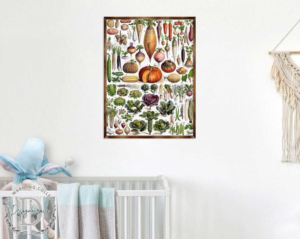 Kids Educational Poster with Root Vegetables - ?ÿMontessori Wooden Poster - Homeschool I Classroom Decor - Aesthetic - 310225
