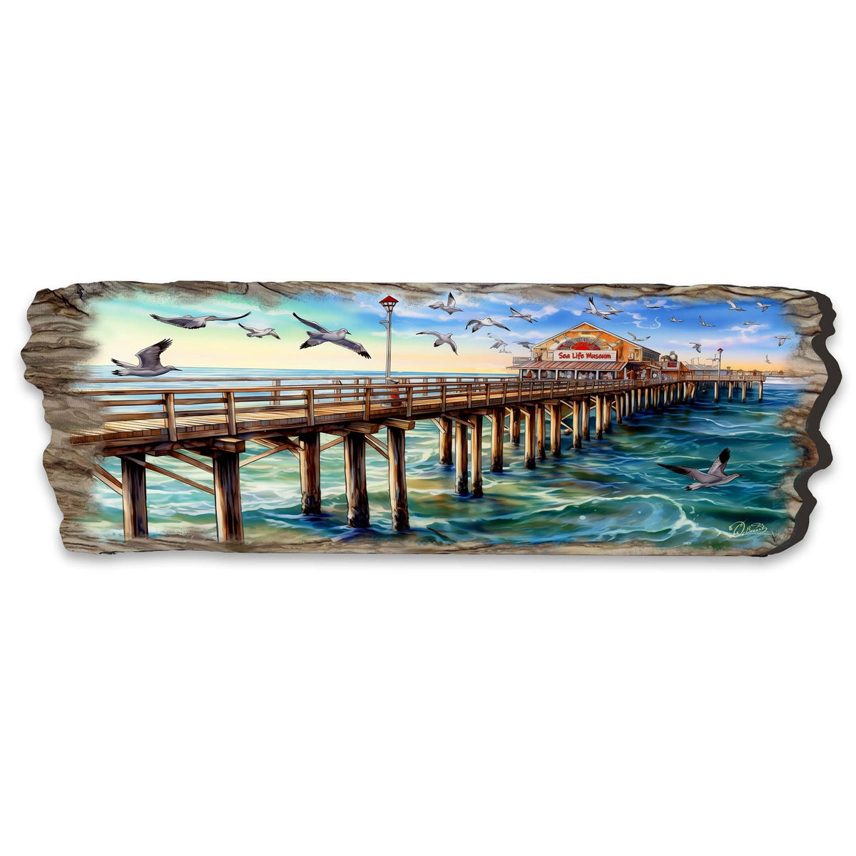 Pier Panorama Wooden Wall Art by G. DeBrekht Coastal Decor - 8491103W