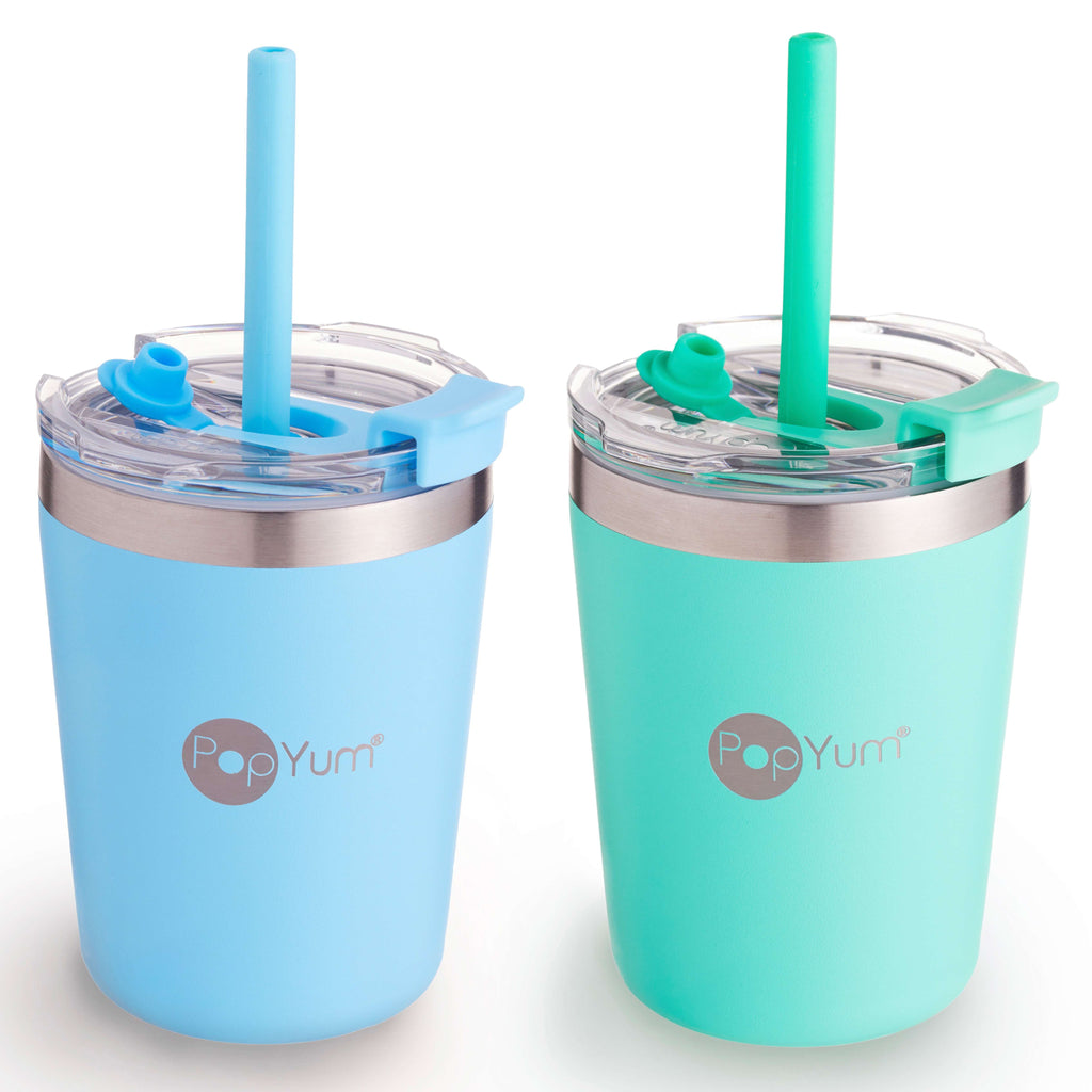 Kids Insulated Stainless Steel Cups with Lid and Straw, 9 oz, 2-Pack