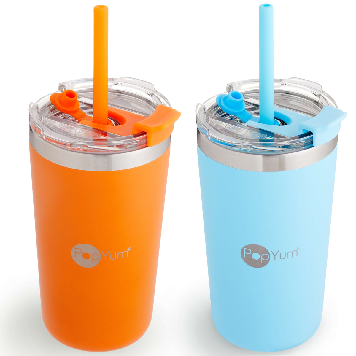 Kids Insulated Stainless Steel Cups with Lid and Straw, 13 oz, 2-Pack