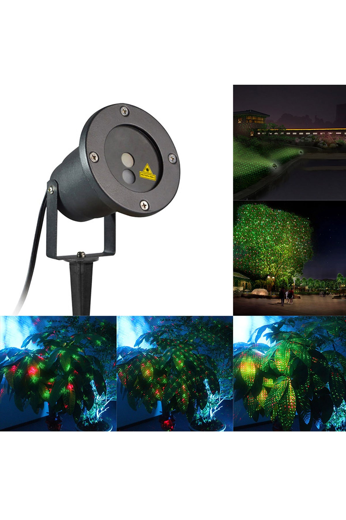 Red & Green Christmas Laser Light Projector - Indoor/Outdoor with Timer