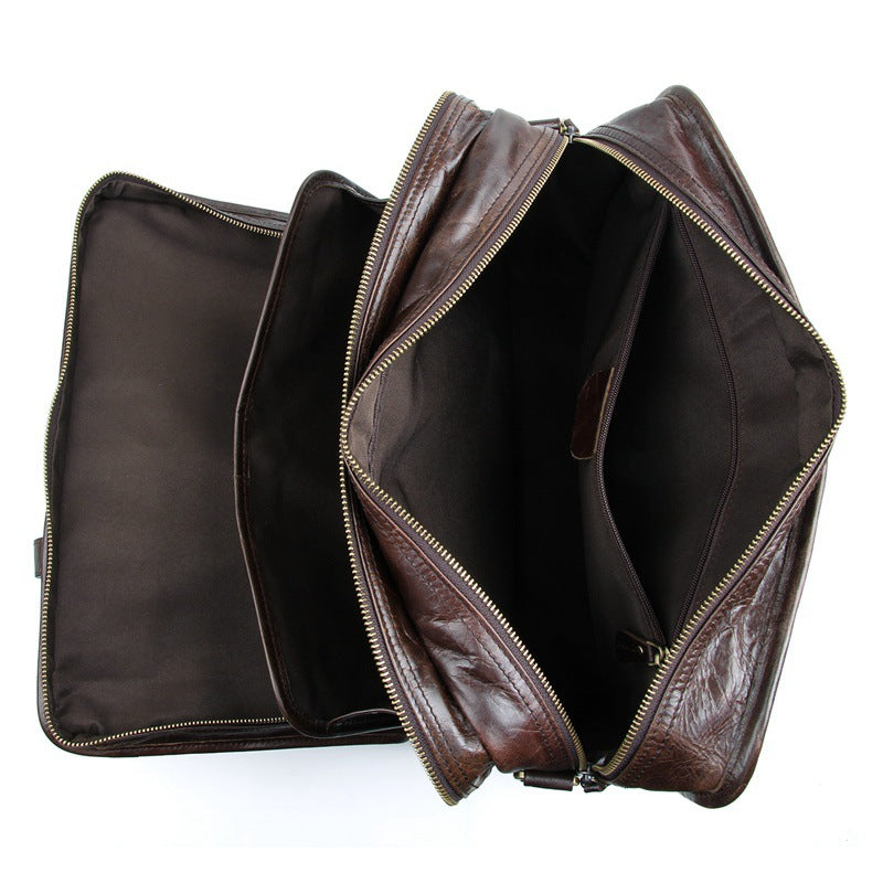Oil Wax Laptop Messenger Bag Business Briefcase Men Leather Bags Side Bags 7345