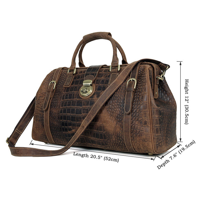Designer Crazy Horse Leather Duffle Bag, Leather Travel Bag, Leather Weekender Bag