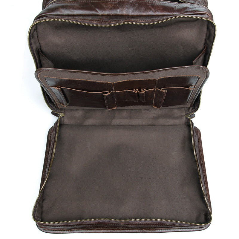 Oil Wax Laptop Messenger Bag Business Briefcase Men Leather Bags Side Bags 7345