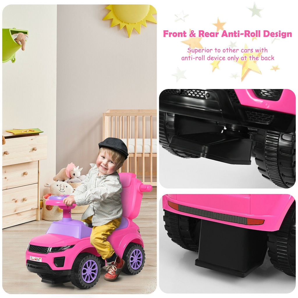 3 in 1 Ride on Push Car Toddler Stroller Sliding Car with Music-Pink