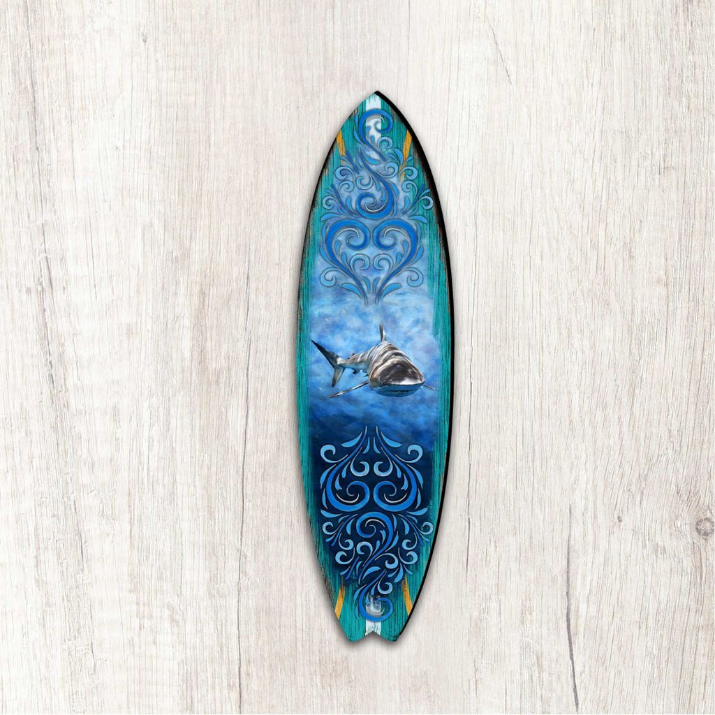 Shark Surfboard Coastal Outdoor Decor Large Ornament by G. DeBrekht - Coastal Holiday Decor - 8490104MS