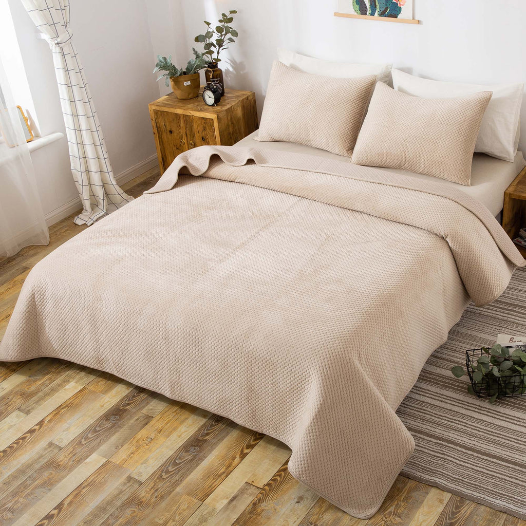 Kasentex Lightweight Velvet Bedspread Set Queen/King - Soft All Season Bedspread Coverlet