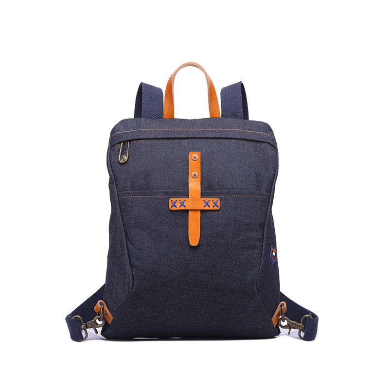 New Denim Canvas Casual Backpack Leather With Canvas School Backpack Fashion Travel Canvas Backpack YD3136