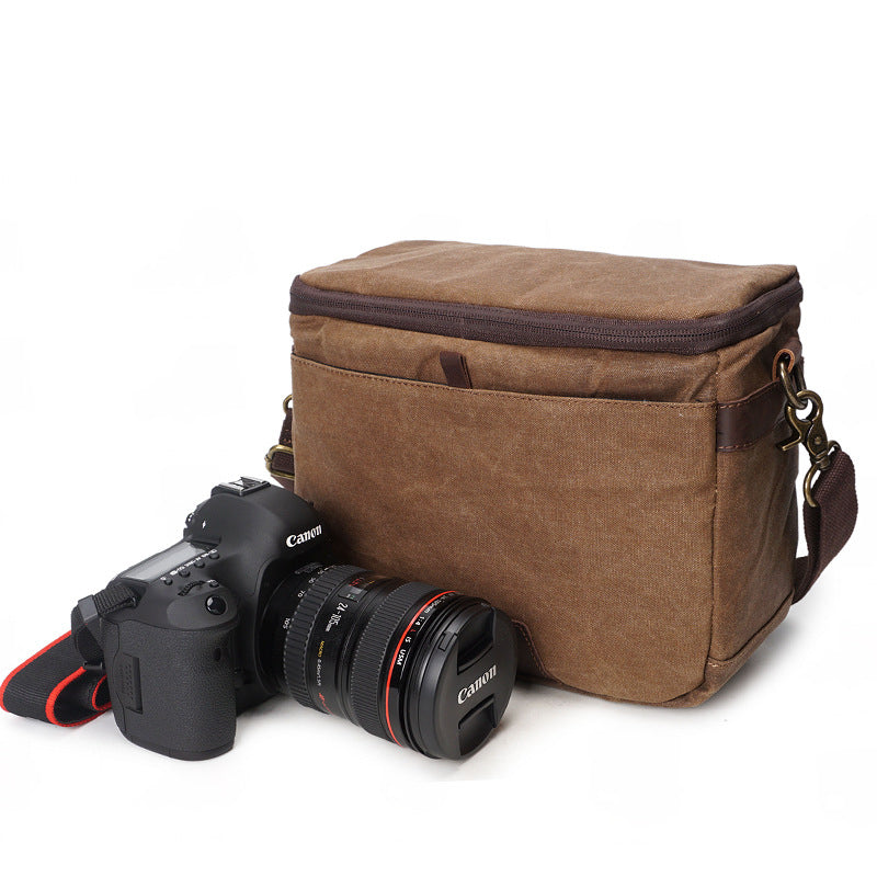 Flash Sale Camera Bag Waxed Canvas DSLR Camera Bag Vintage Crossbody Messenger Bag