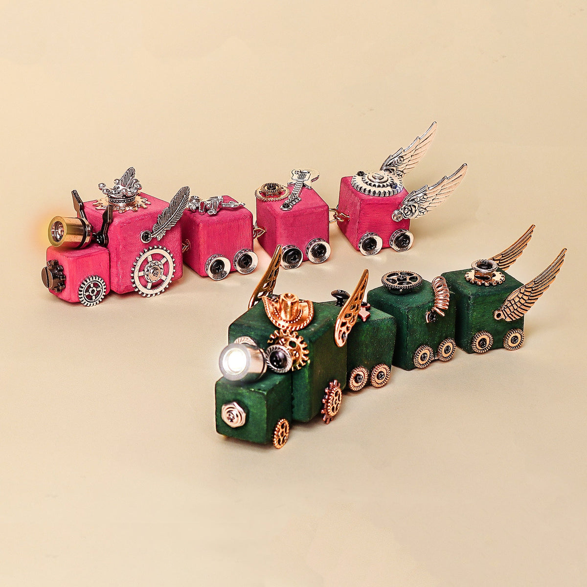 DIY Timber Train Kit – Build a Wooden Train with LED Light, Fun Accessories, Home and Office Décor