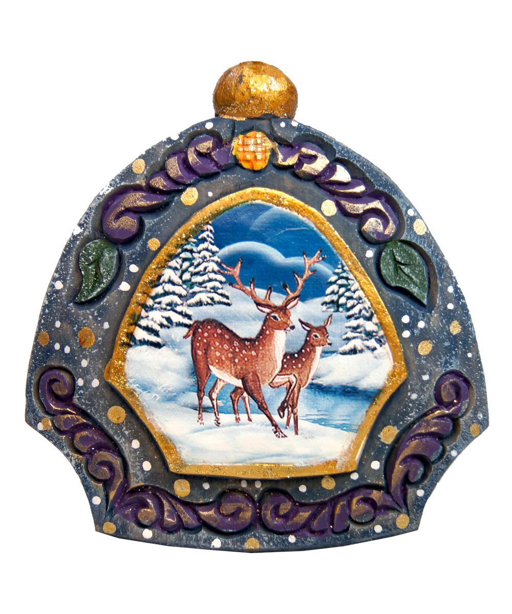 Hand Painted Scenic Ornament Deer Family Ornament - 6102839 by G. DeBrekht