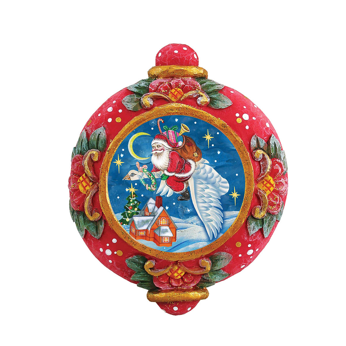 Christmas Goose Sculpted Hand-Painted Christmas Ornament by G. DeBrekht - Christmas Santa Snowman Decor - 6102416