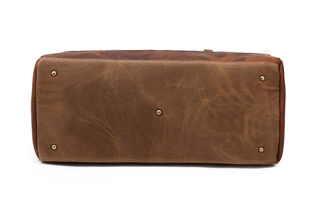 Canvas Duffle Bag with Leather Trim ,Travel Duffel Bags, Overnight Bag, Weekender Bag