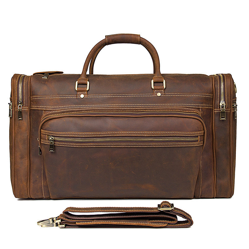 Rockcow Men's Handmade Full-Grain Leather Duffle, Premium Weekender