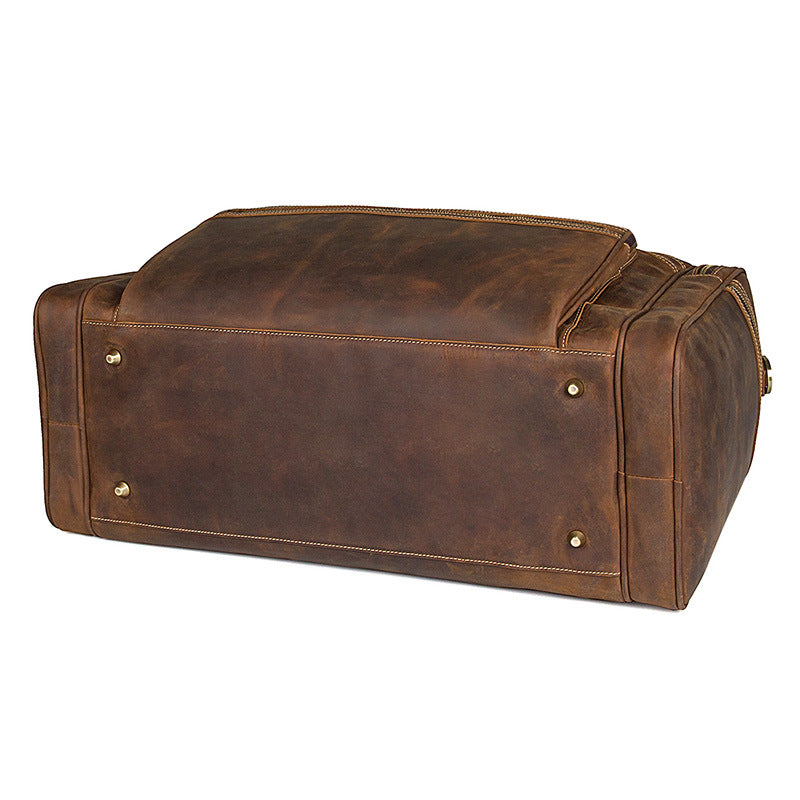 Rockcow Men's Handmade Full-Grain Leather Duffle, Premium Weekender