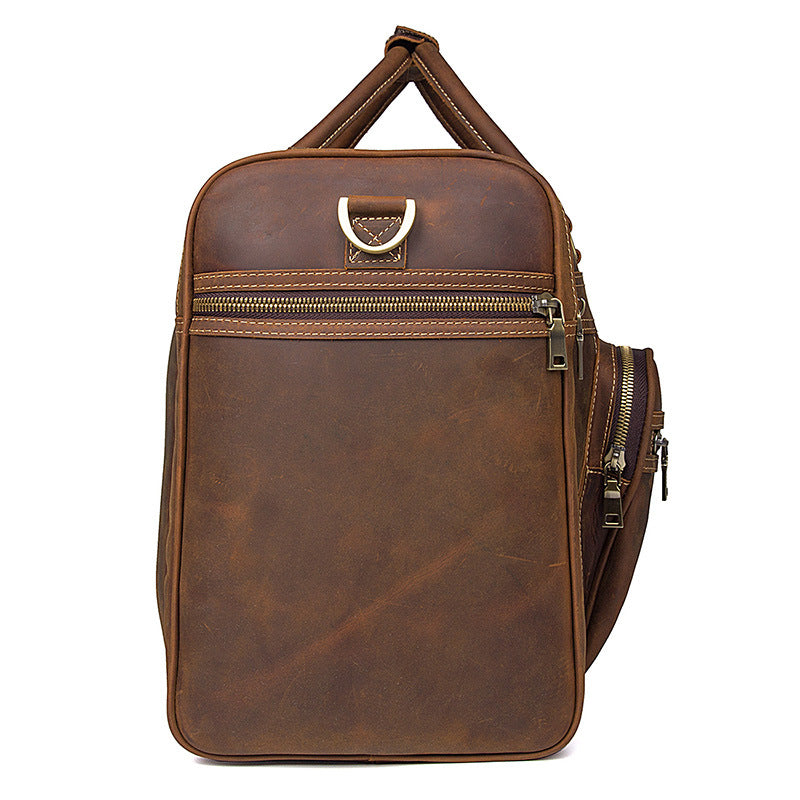 Rockcow Men's Handmade Full-Grain Leather Duffle, Premium Weekender