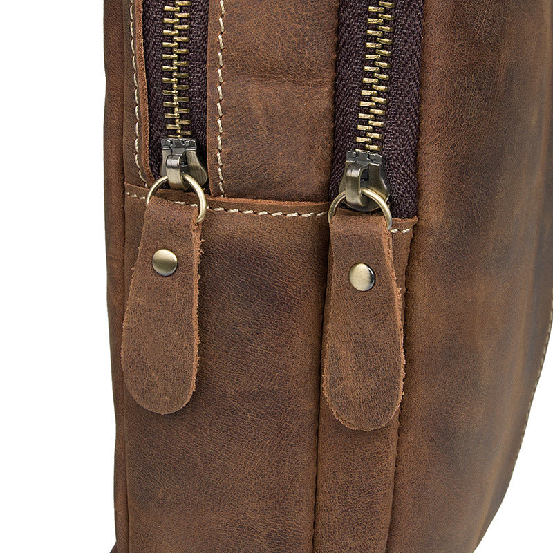 Vintage Crazy Horse Leather Fanny Pack, Chest Pack, Full Grain Leather Sling Bag, Leather Shoulder Bag