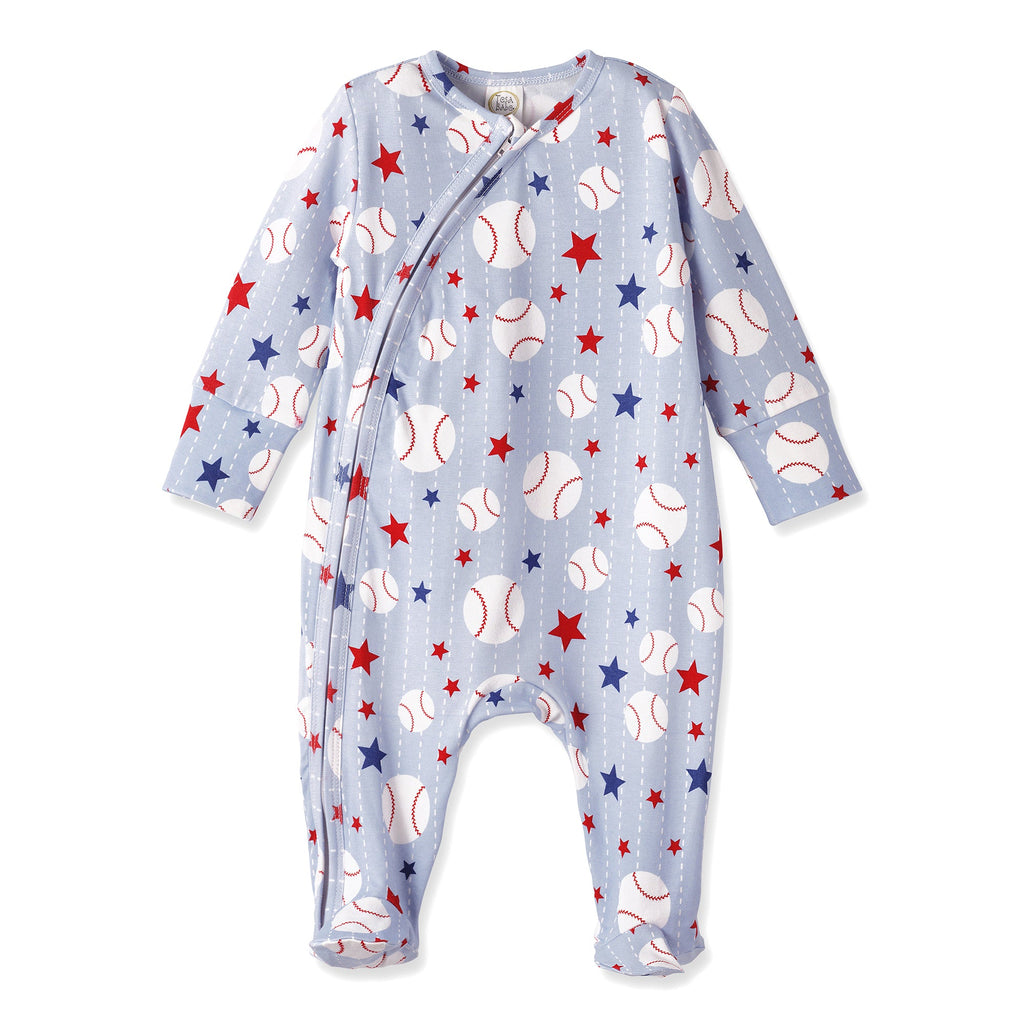 Grand Slam Baseball Bamboo Zipper Romper for Baby