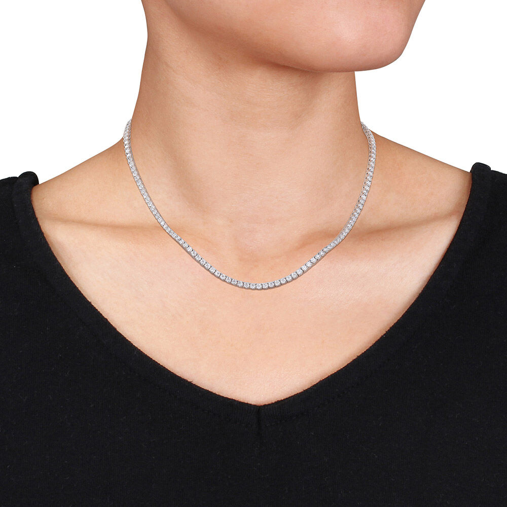 12.5 ct. DEW Created Brilliant Sapphire Tennis Necklace - 14K Gold Overlay