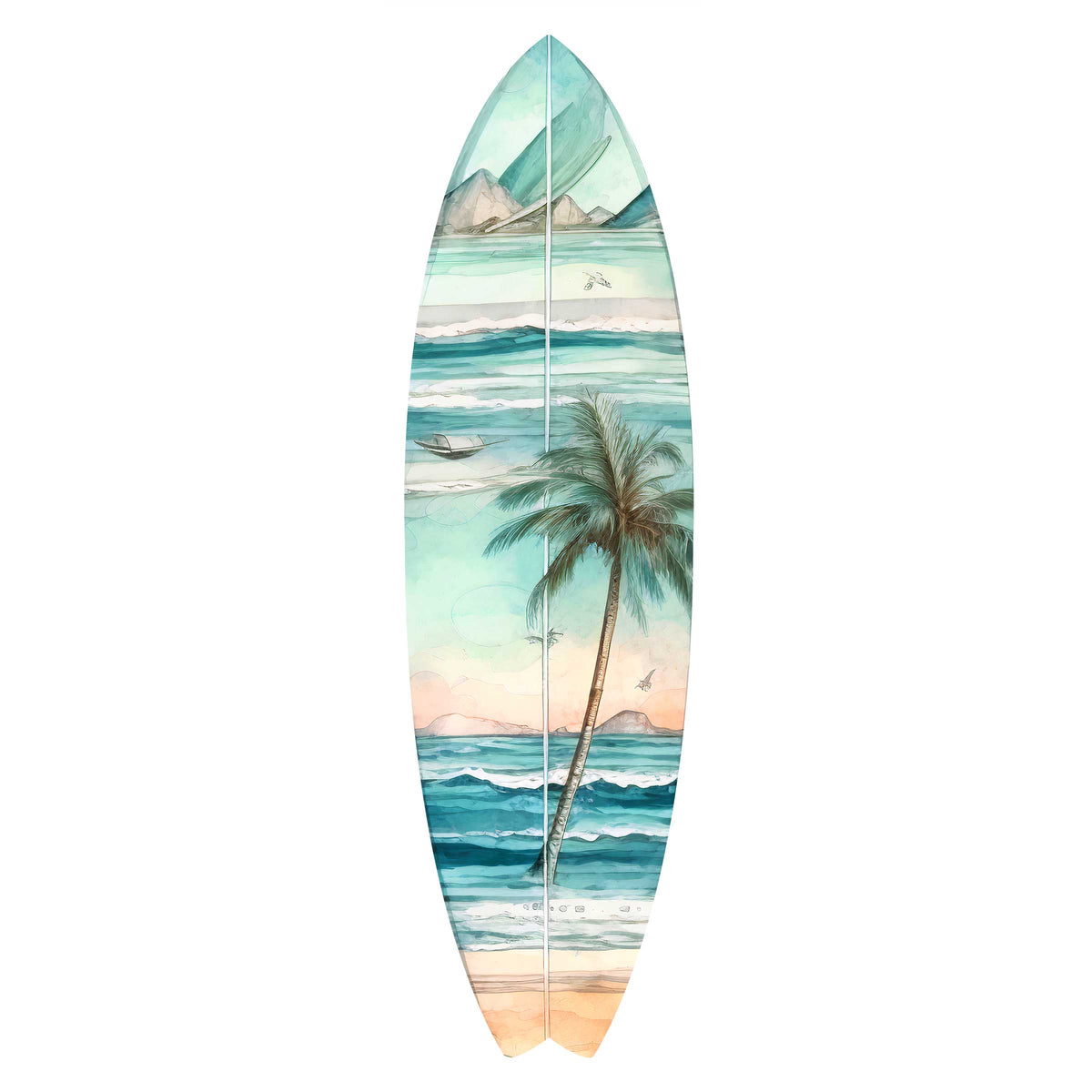 Tropical Palm Surfboard Coastal Wall Art by G. DeBrekht - Coastal Holiday Decor - 8490112HS