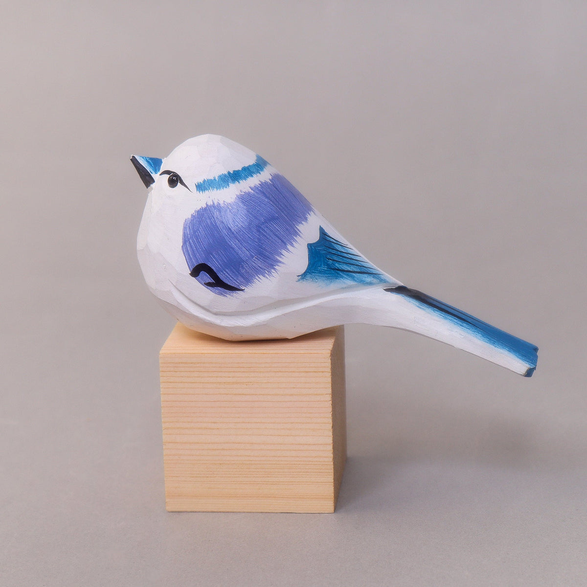 Hand-Carved Wooden Bird Figurine – White