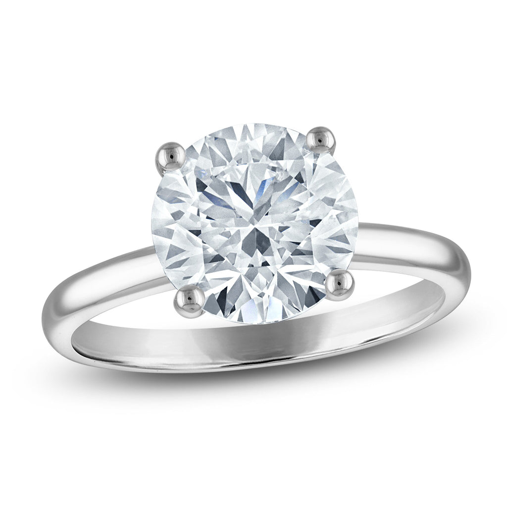 3.50 CTW Round Lab-Grown Diamond Solitaire Engagement Ring in 14K White Gold (F/VS, AGI Certified)