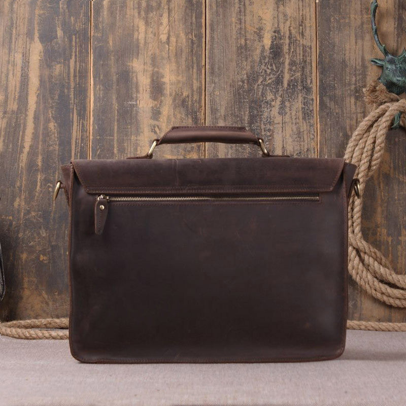 Vintage Style Full Grain Crazy Horse Leather Laptop Bag, Messenger Bag, Leather Briefcase