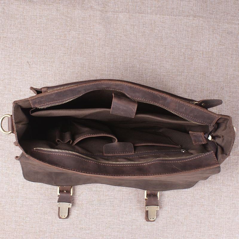 Vintage Style Full Grain Crazy Horse Leather Laptop Bag, Messenger Bag, Leather Briefcase