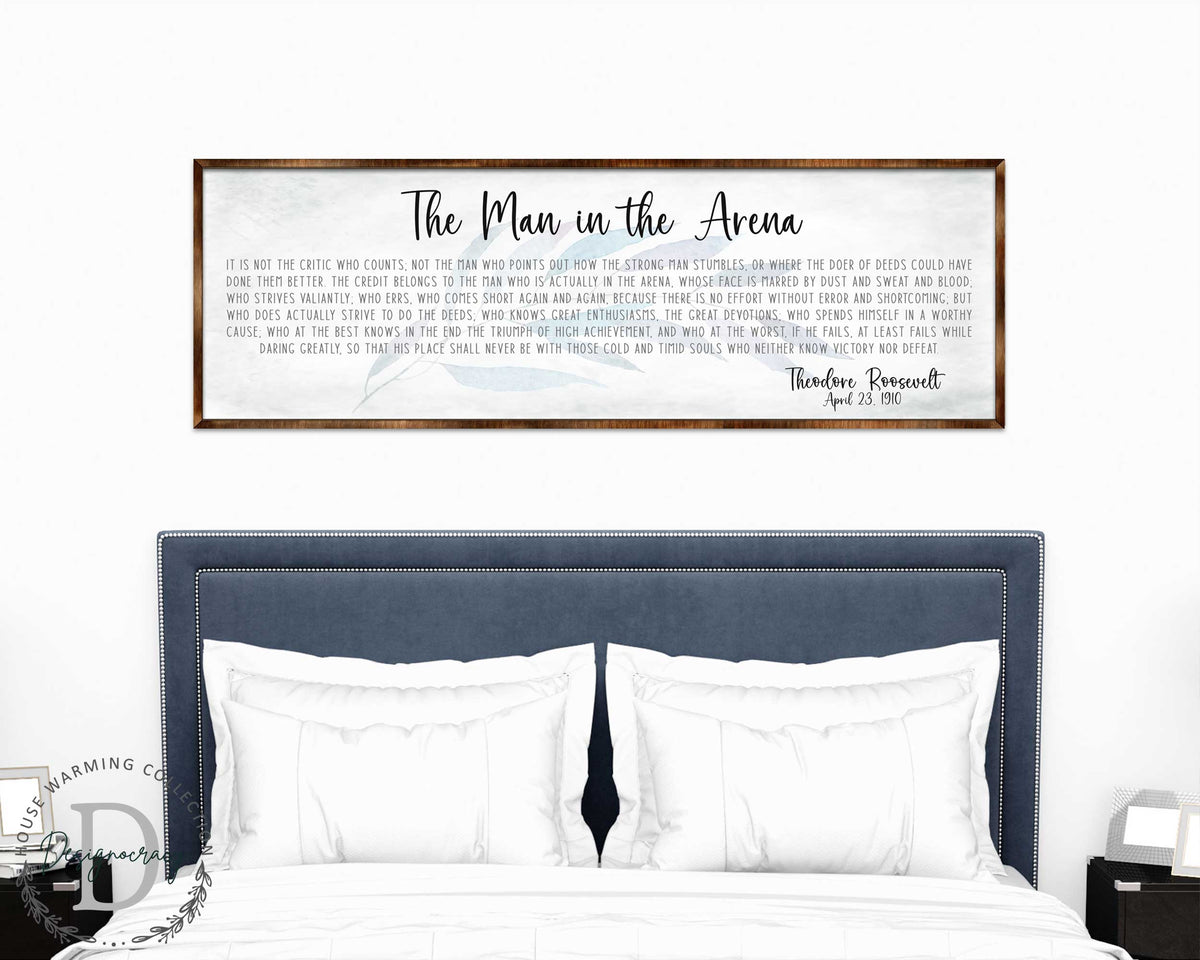 The Man in the Arena - Wooden Office Decor - Inspirational Sign - Famous Quotes - Wooden Home Decor sign - Housewarming Gift - 310311