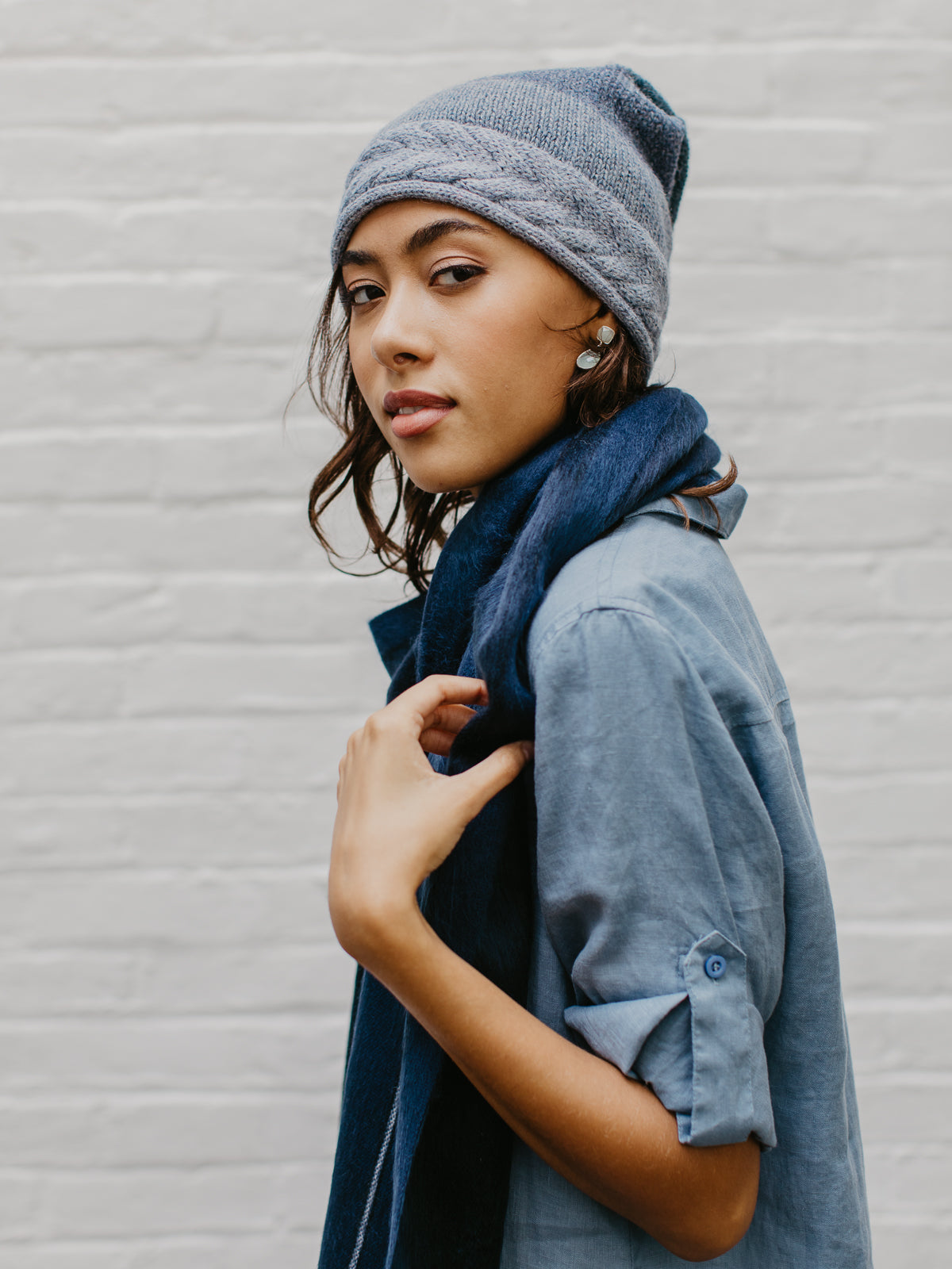 Brushed Alpaca Striped Scarf