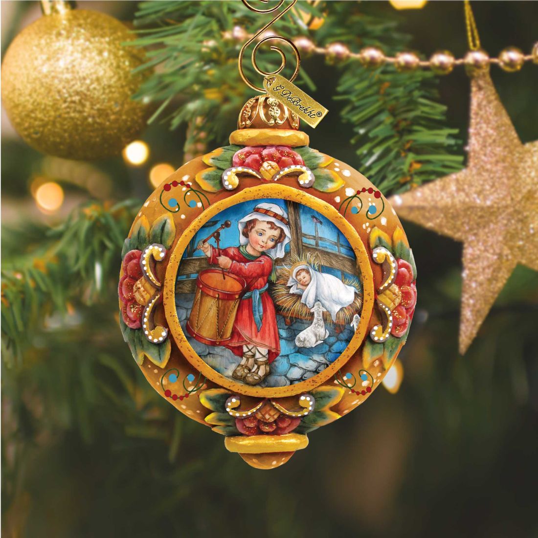 Drummer Boy Sculpted Hand-Painted Christmas Ornament by G. DeBrekht - Nativity Holiday Decor - 6102413