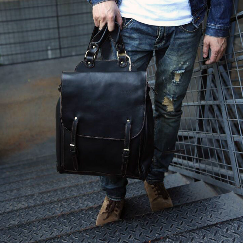 Unisex Genuine Leather Backpack – Hand-Rubbed Vegetable-Tanned Leather Travel & Sketch Backpack Z9035