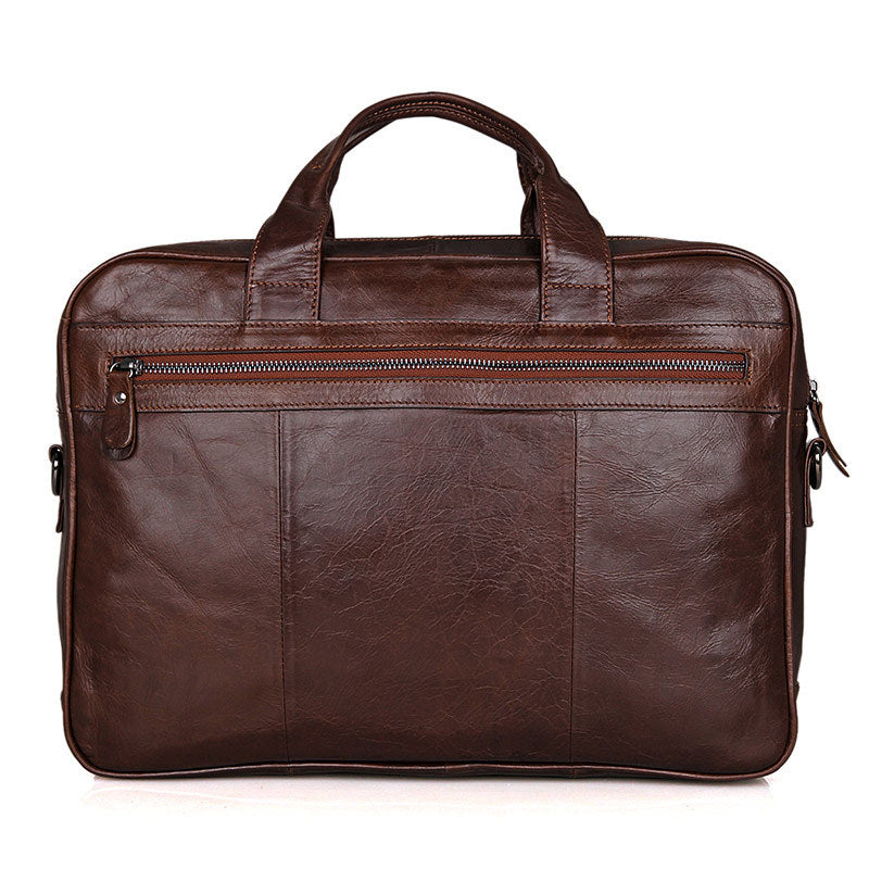 Rockcow Handcrafted Top Grain Leather Briefcase Men's Business Laptop Messenger Bag Classic Shoulder Bags 7005Q