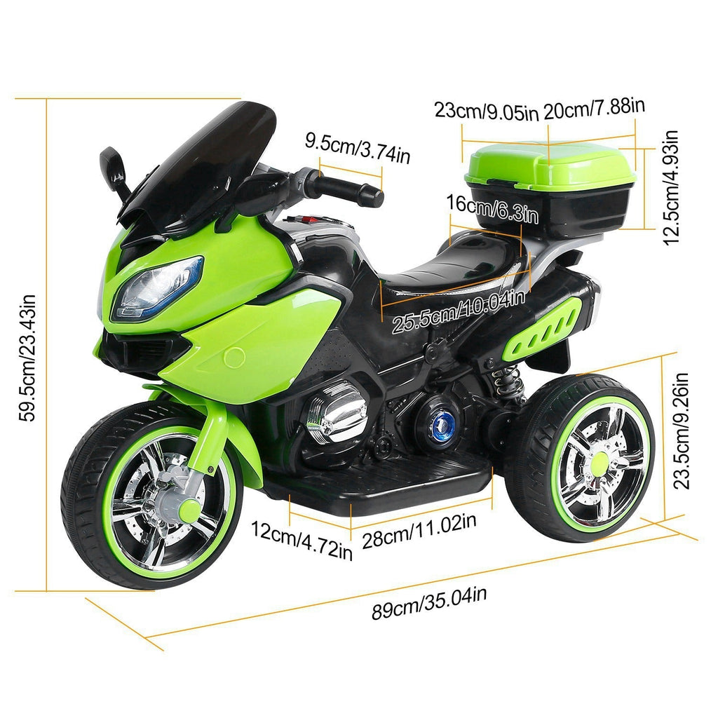 3 Wheel Motorcycle For Kids Aged 1-6 Battery Powered Ride On Toy Electric Tricycle w/Music Story Broadcasting Headlight Rear Light Forward Reverse