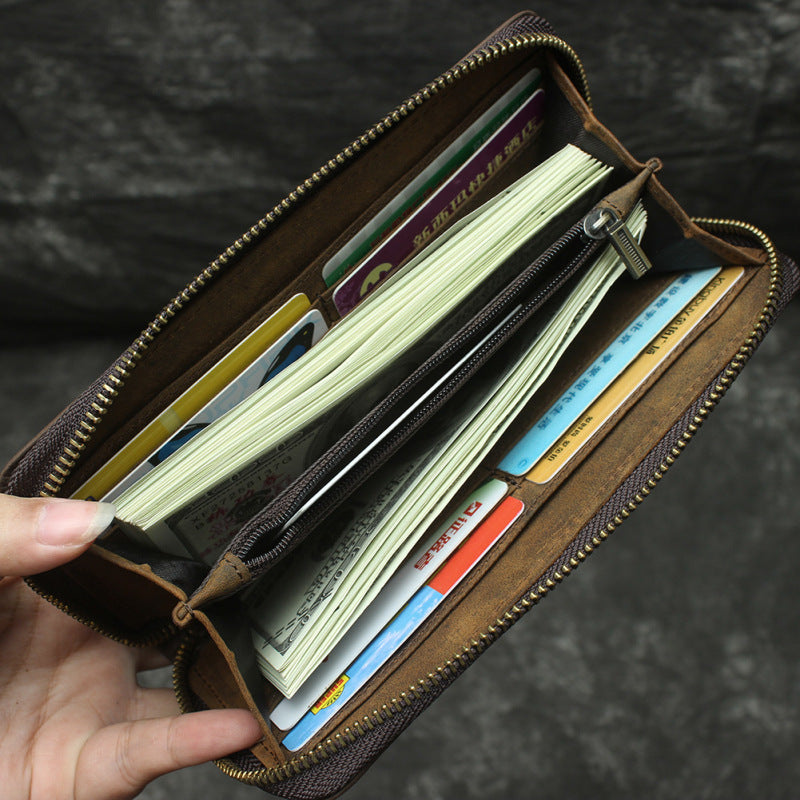 Custom Wholesale Full Grain Leather Wallet, Men Long Wallet, Money Purse Card Holders B-200