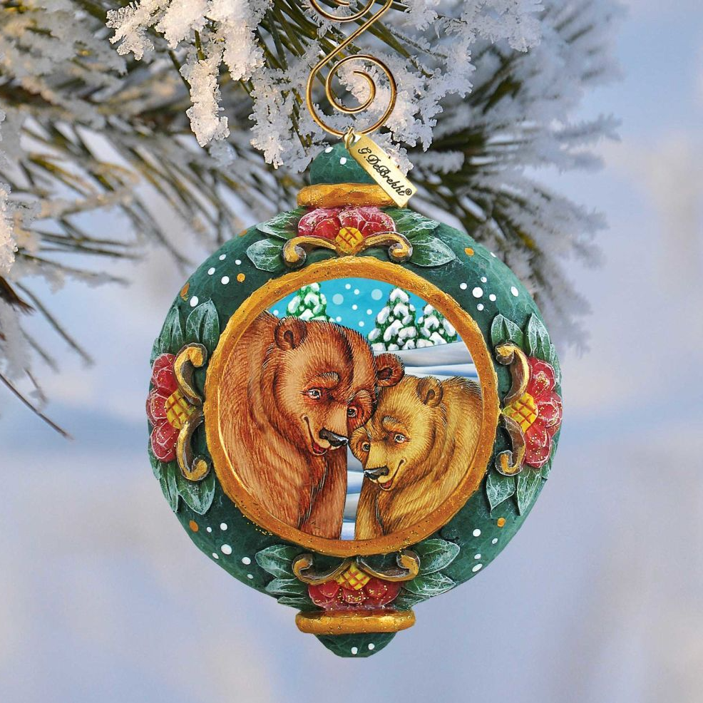 Grizzly Bear Sculpted Hand-Painted Christmas Ornament by G. DeBrekht - Wildlife Holiday Decor - 610560