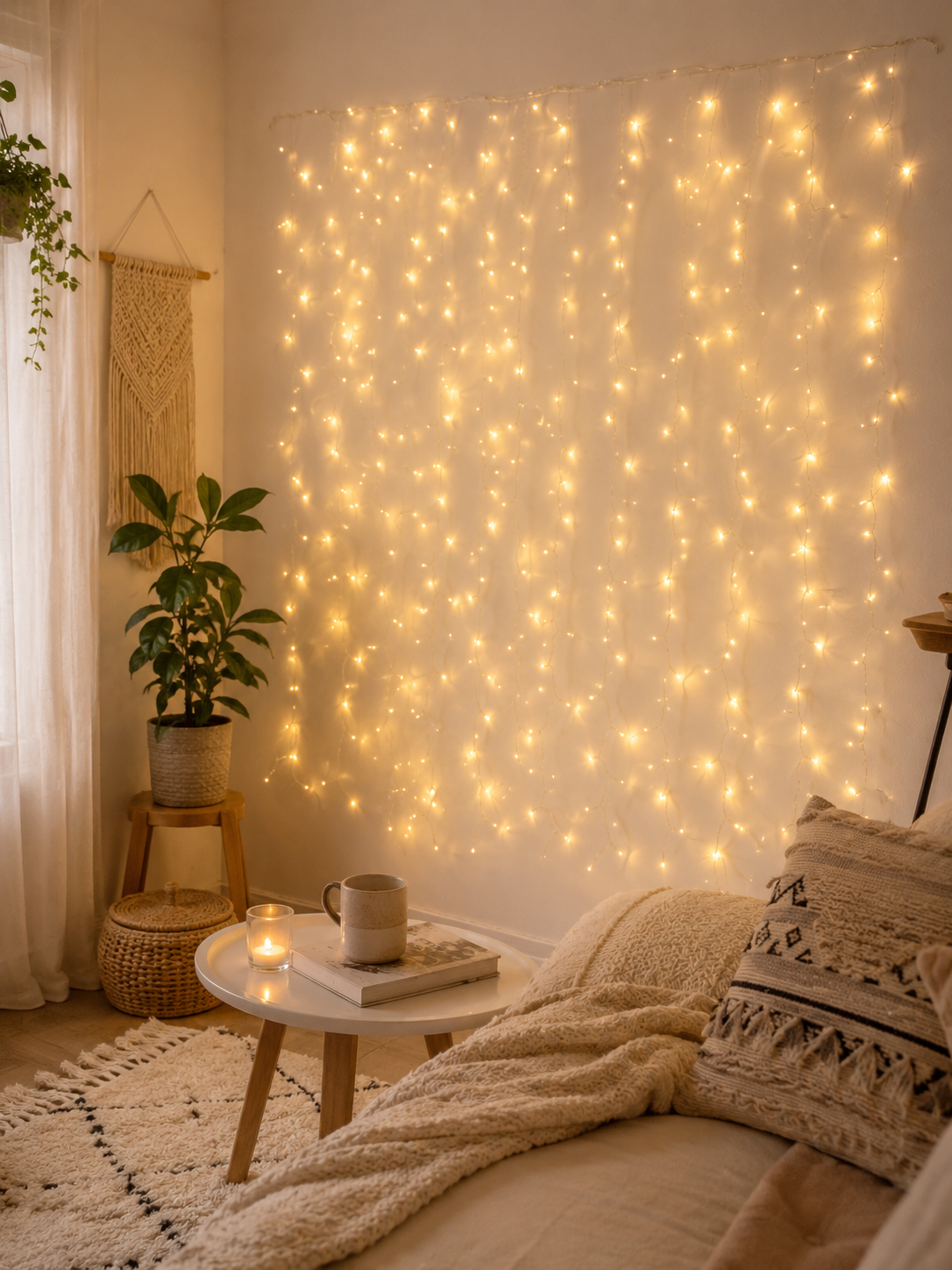 480 LED Cluster Curtain Fairy Lights Plug in - Warm White