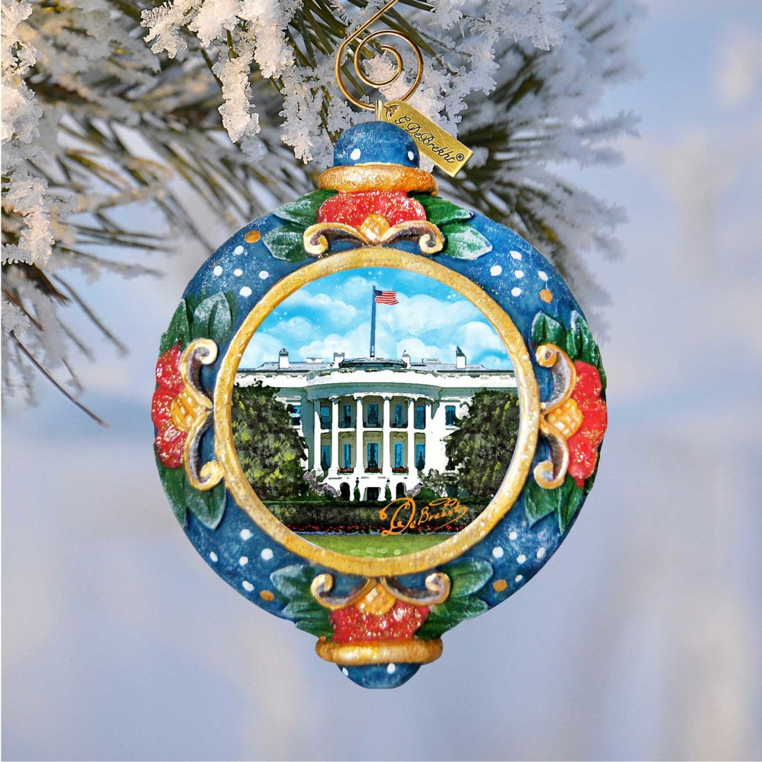White House Sculpted Hand-Painted Christmas Ornament by G. DeBrekht - American Christmas Decor - 6103402