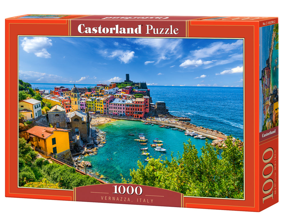 1000 Piece Jigsaw Puzzle, Vernazza, Cinque Terre, Italy, Mediterranean coast, Fishing boats, Adult Puzzle, Castorland C-105298-2