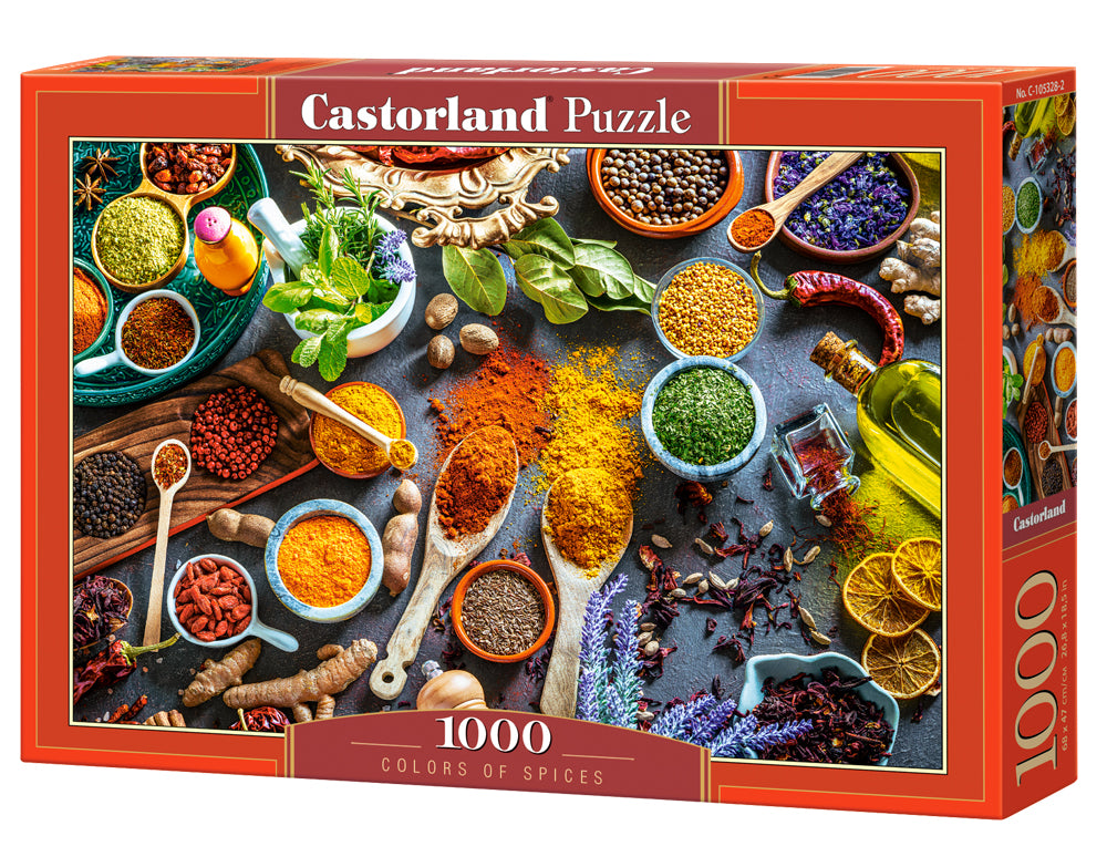 1000 Piece Jigsaw Puzzle, Colors of Spices, Food puzzles, Variety of colors, Culinary-themed puzzle, Adult Puzzle, Castorland C-105328-2