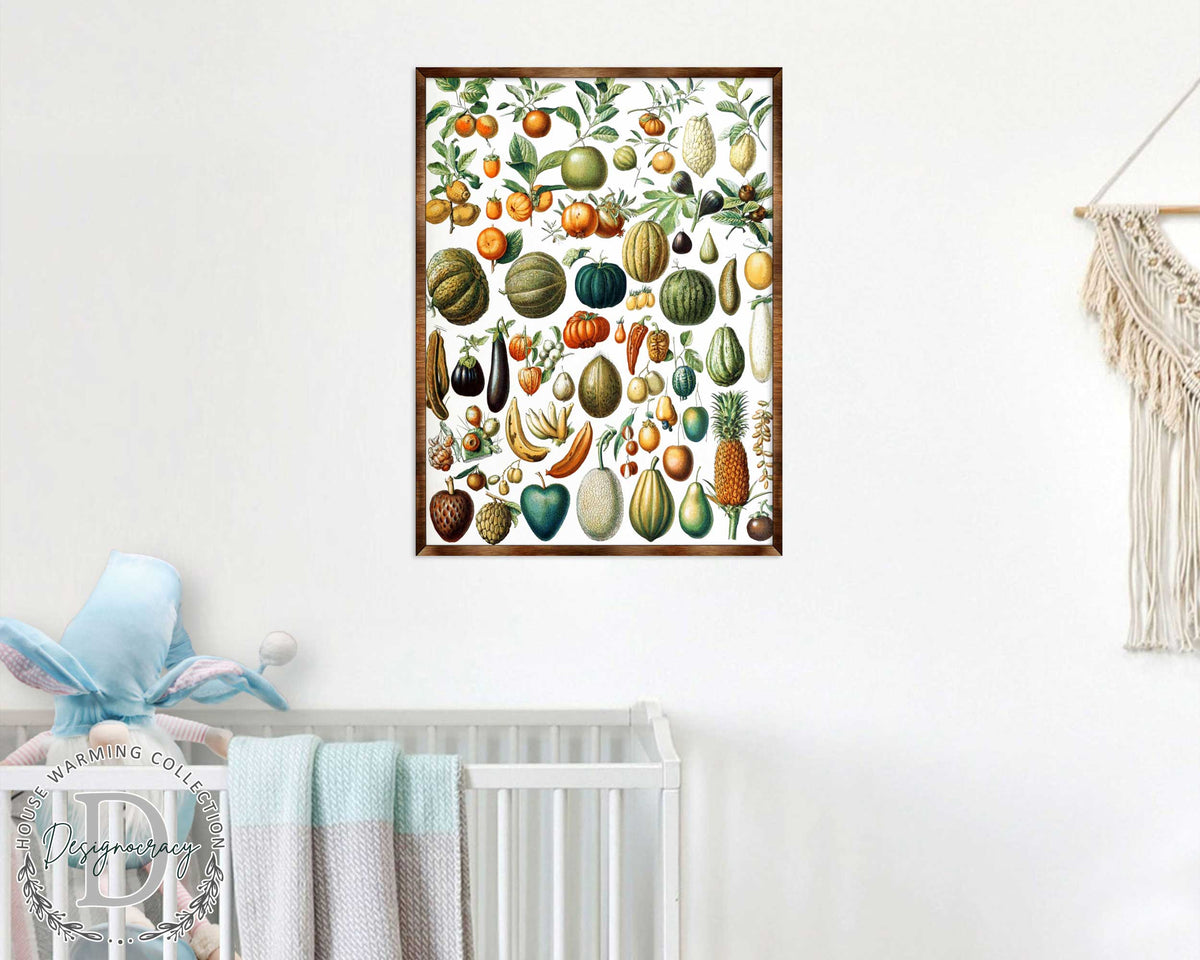Fruit Montessori Wooden Poster - Kids Educational Poster - Homeschool I Classroom Decor - Aesthetic - 310224