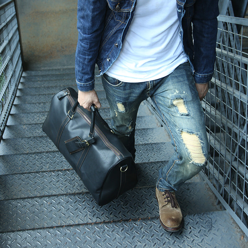 Men Large Tote Weekend Bag Cowhide Duffle Bag Travel Bag Z9016