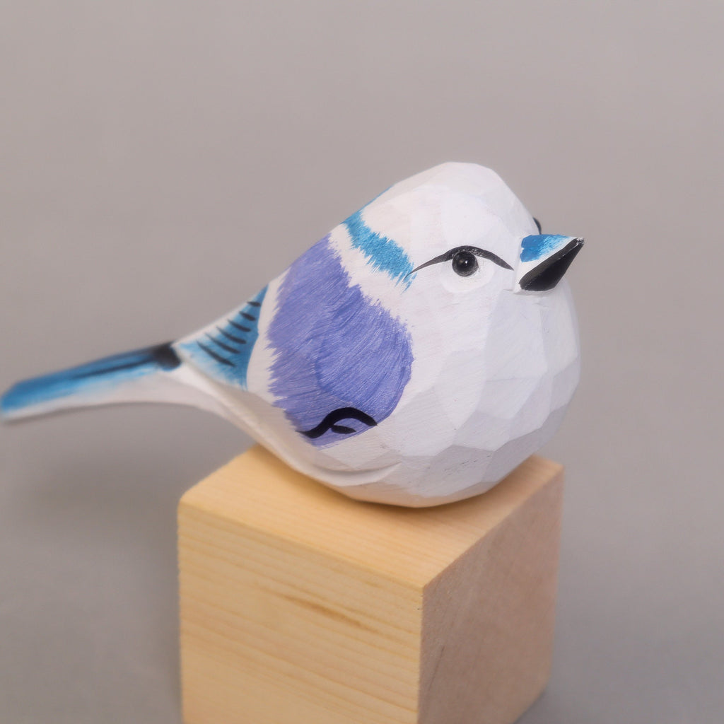 Hand-Carved Wooden Bird Figurine – White