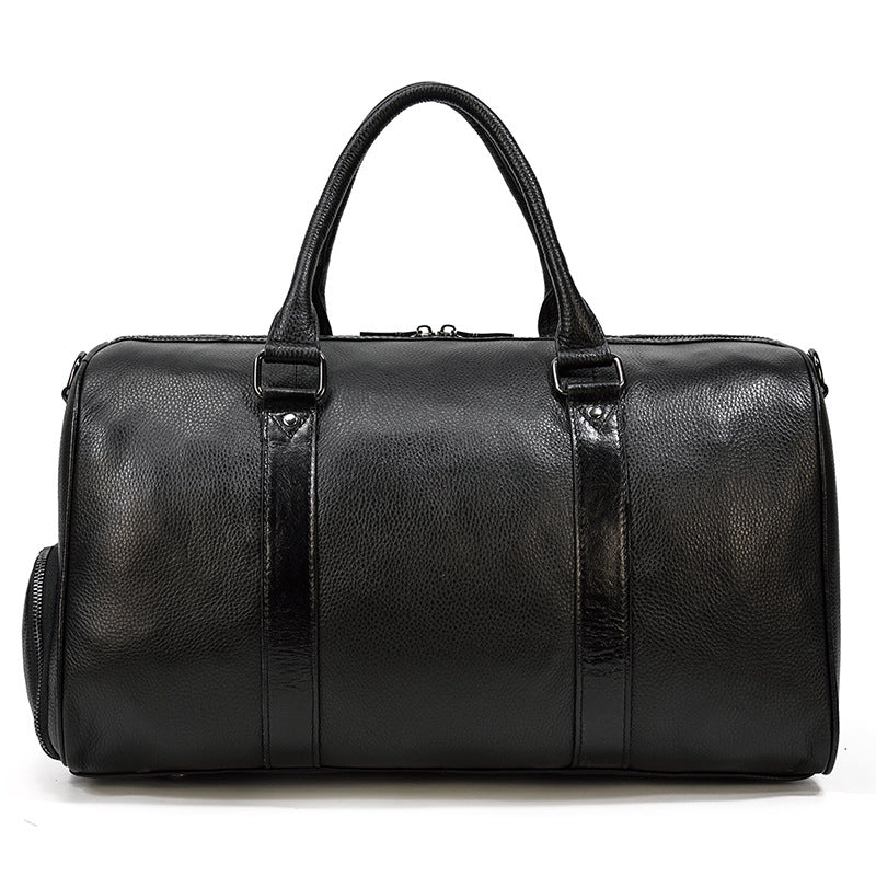 Full Grain Leather Travel Bag With Shoes Compartment, Cowhide Leather Duffle Bag, Overnight Bag