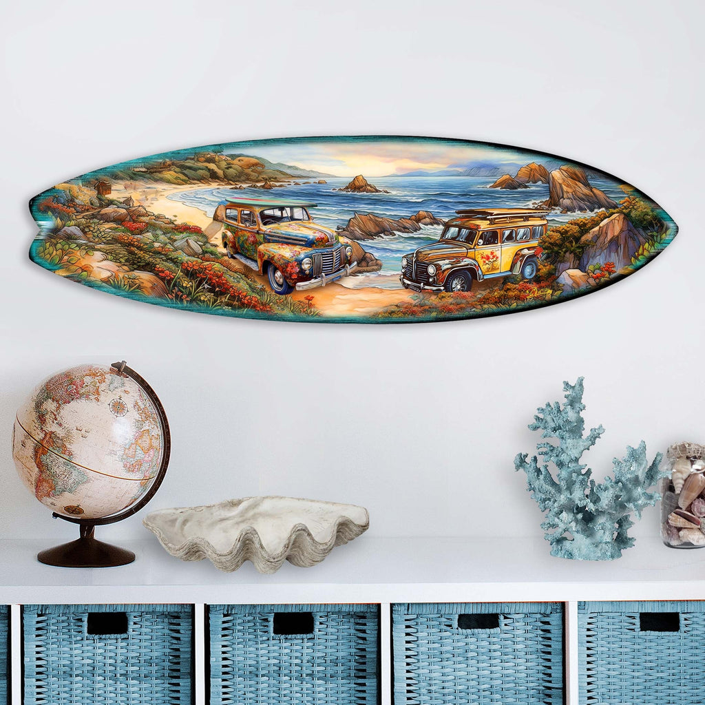 Early Morning Surf Surfboard Coastal Wall Art by G. DeBrekht - Coastal Holiday Decor - 8490126HS