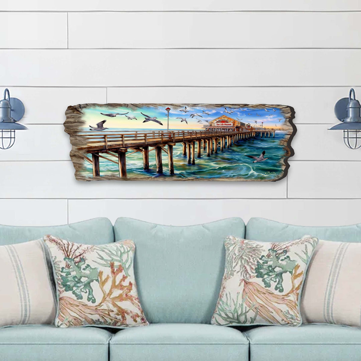 Pier Panorama Wooden Wall Art by G. DeBrekht Coastal Decor - 8491103W