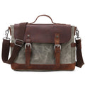 Handmade Canvas Leather Briefcase Vintage Crazy Horse Messenger Bag Crossbody Shoulder Bag Laptop Bag
