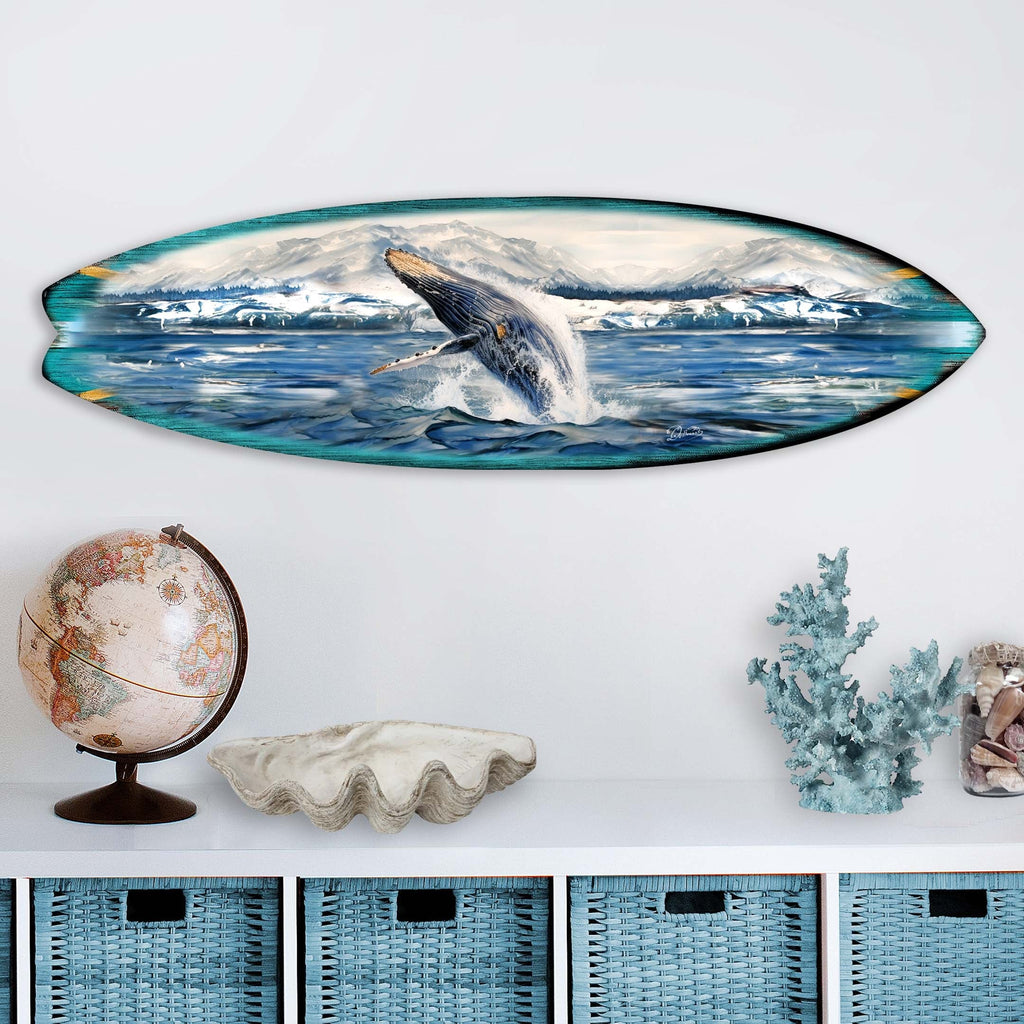 Humpback Harmony Surfboard Coastal Wall Art by G. DeBrekht - Coastal Holiday Decor - 8490119HS