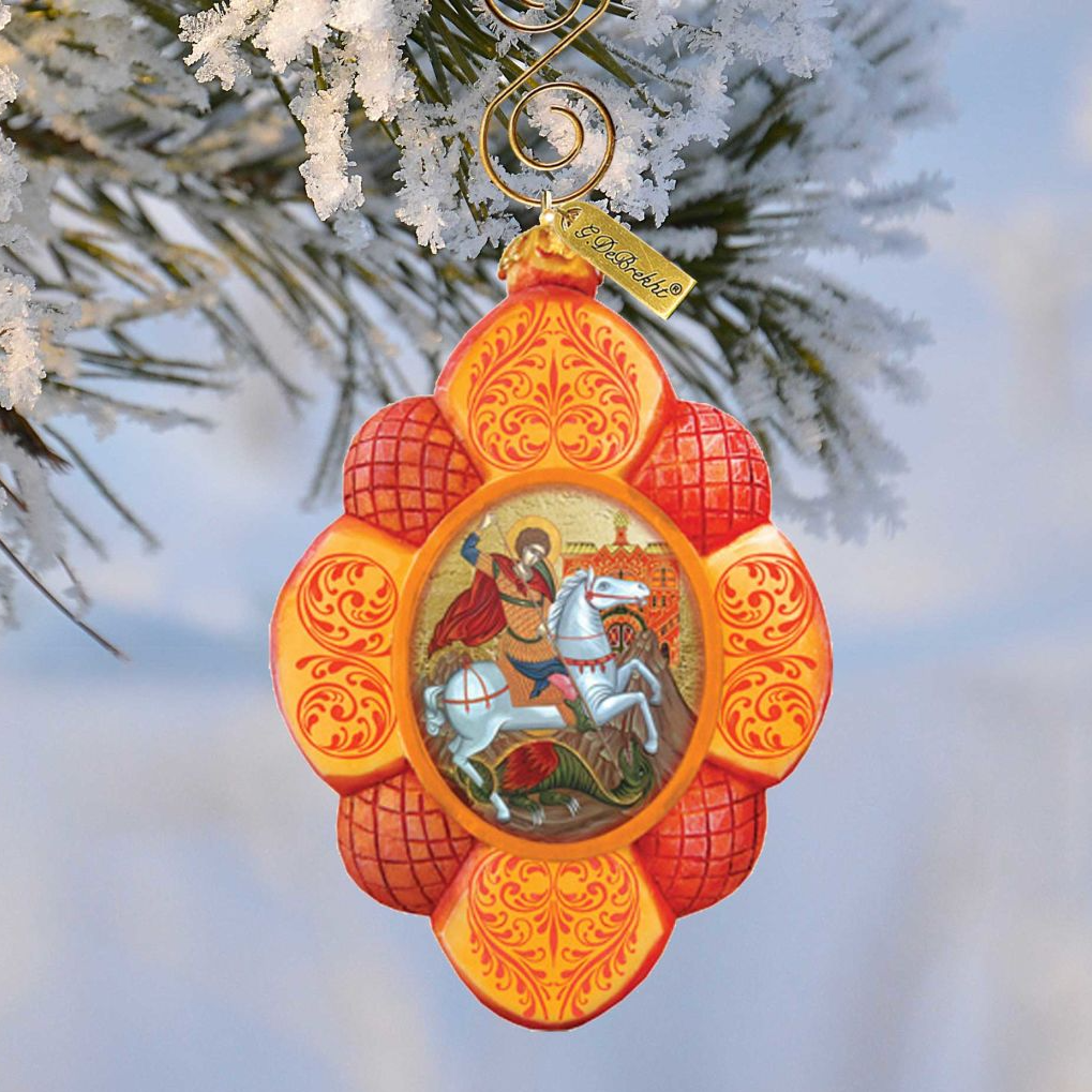 Saint George Sculpted Hand-Painted Christmas Ornament by G. DeBrekht - Nativity Holiday Decor - 610832