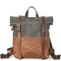 Waxed Waterproof Canvas Leather Backpack, Big Capacity Laptop Backpack, Vintage Shoulder School Bag